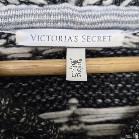 Victoria Secret Women Fair Isle Cabin Cozy Chunky Knit Oversize Hoodie Sweater L - Picture 8 of 12